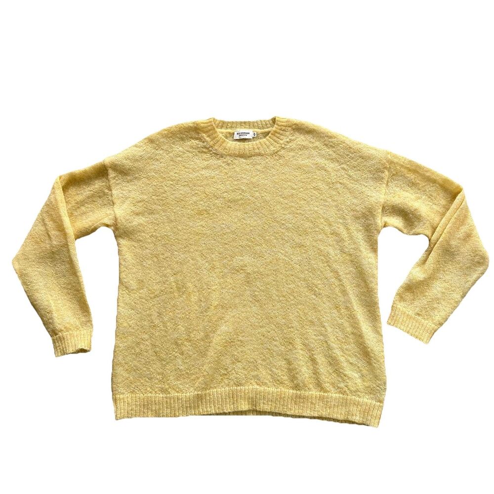 Holebrook Sweden Womens Sweater Jumper Yellow Crewneck Mohair Wool Lightweight M